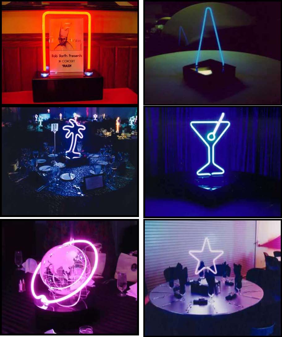 neon centerpieces that are illuminated